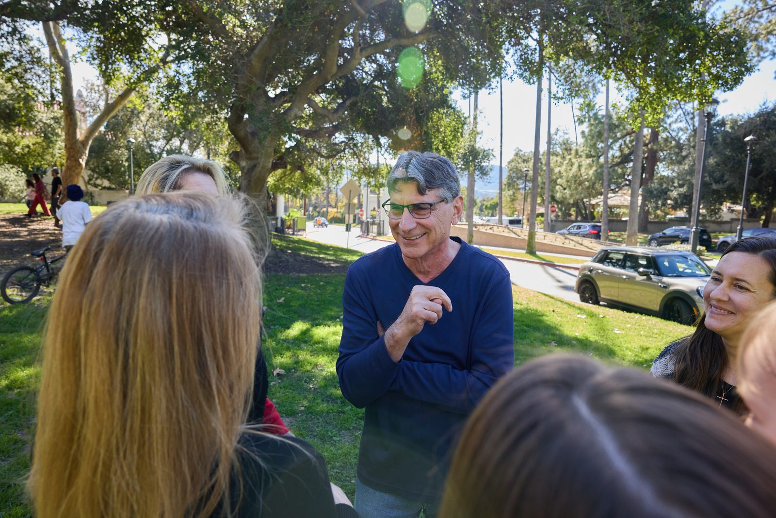 Scott with supporters at the park