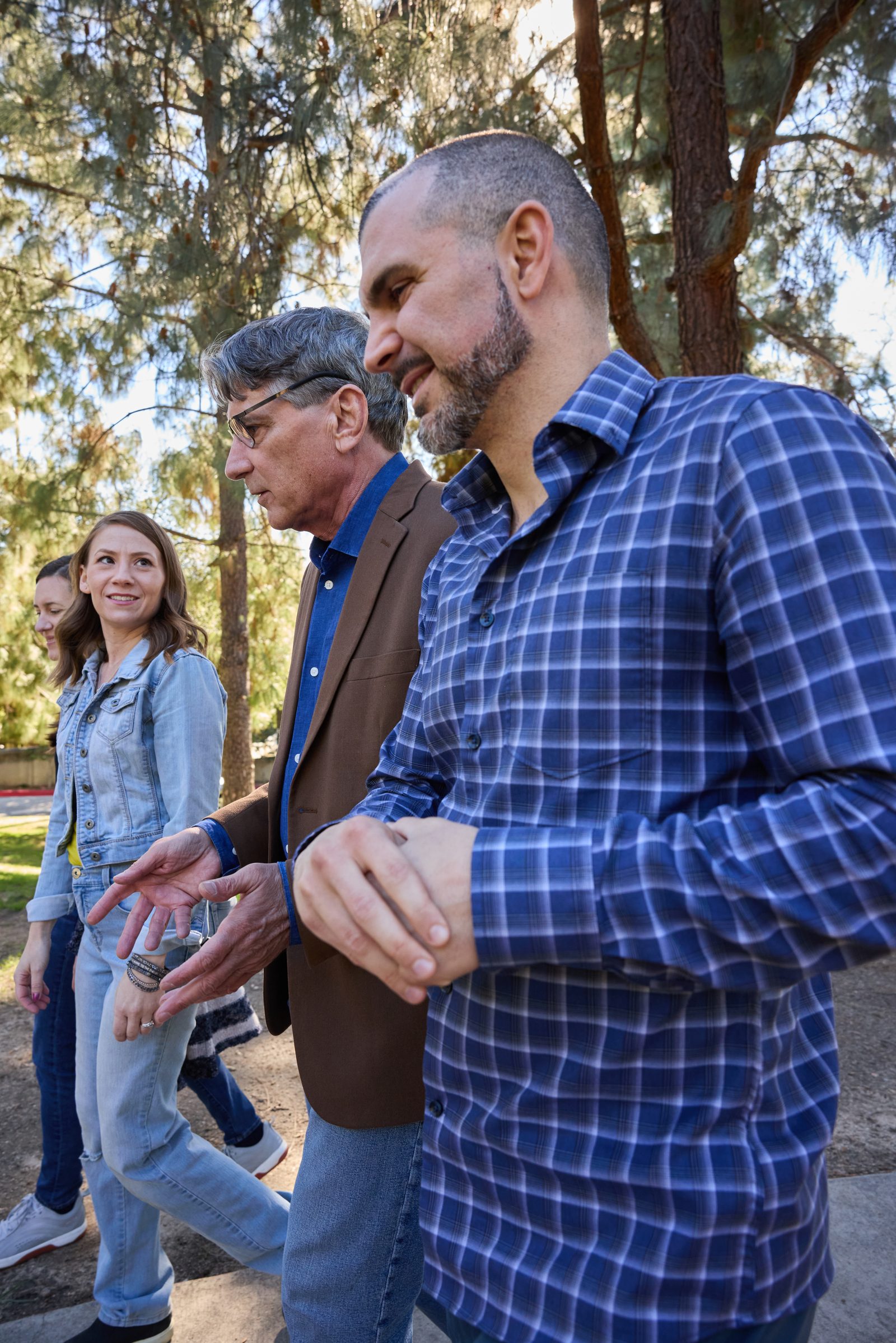 Scott walking with a supporter