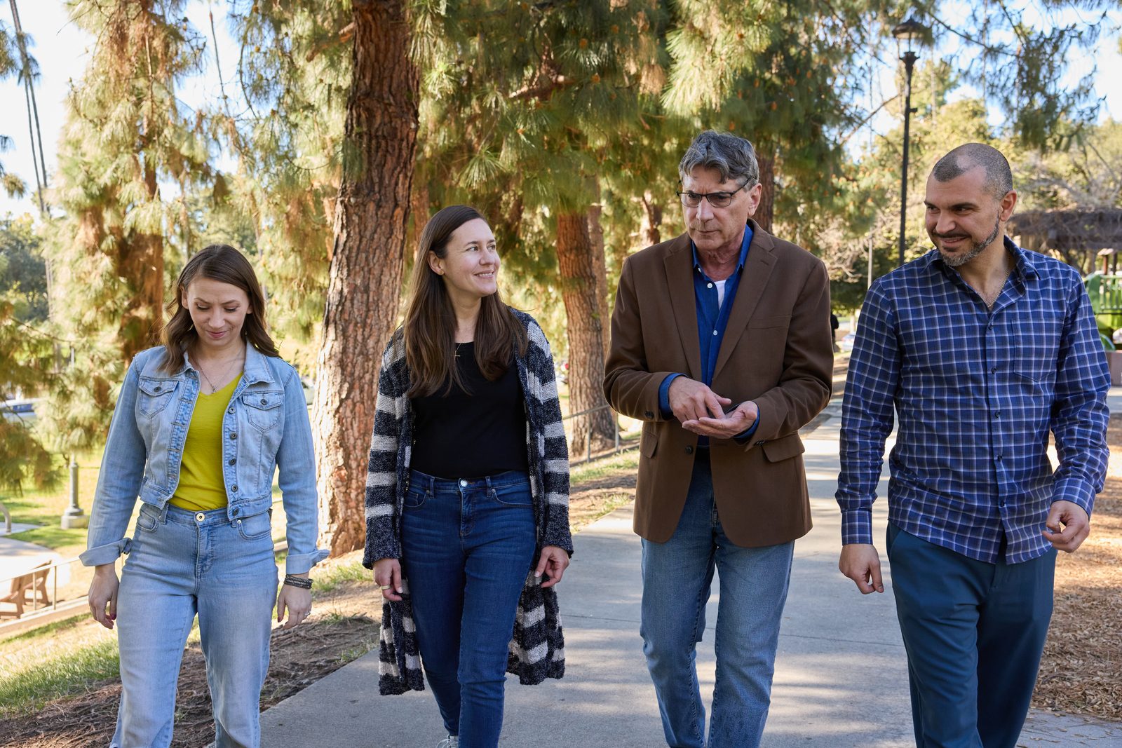 Scott walking with supporters