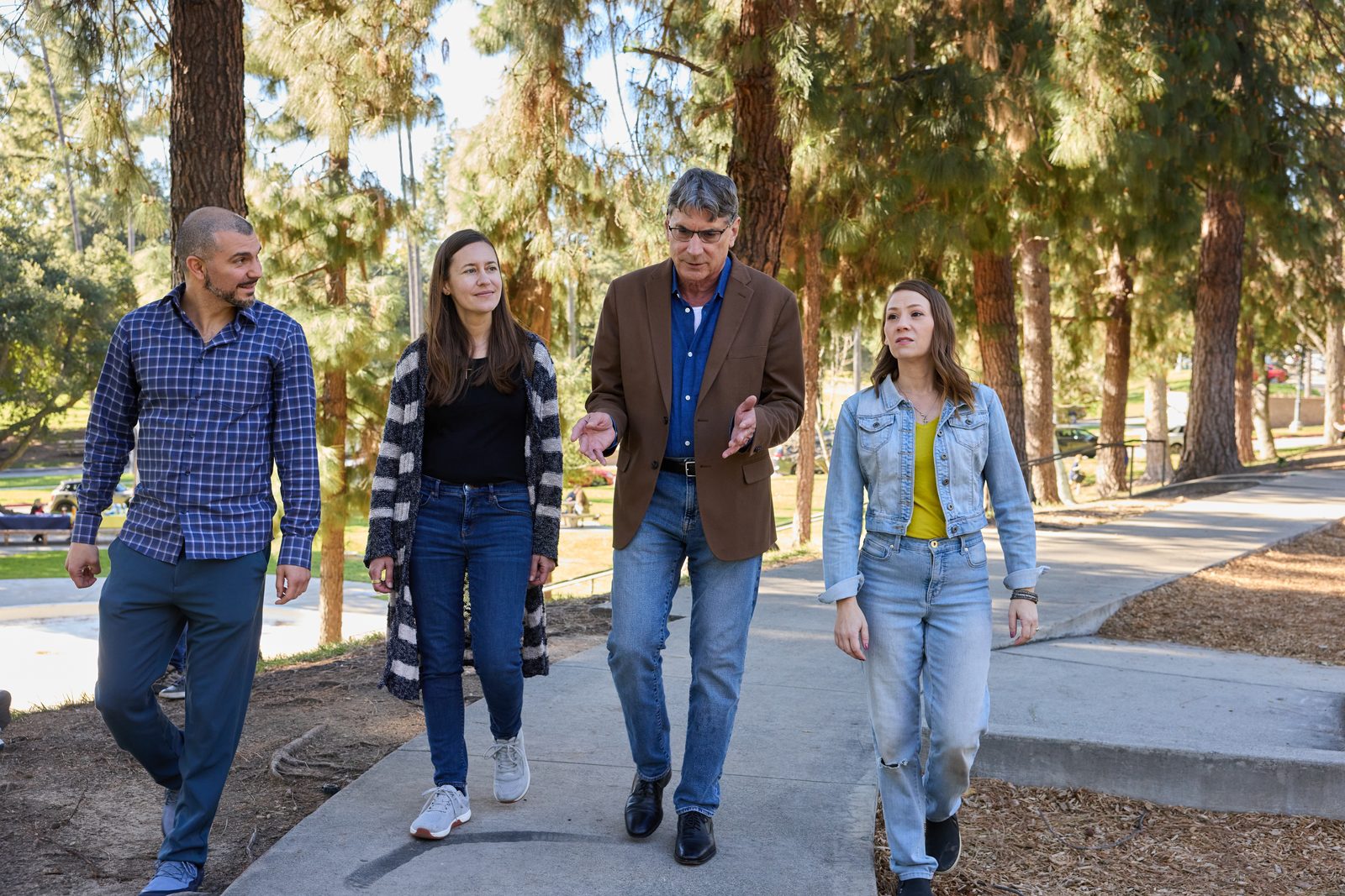 Scott walking with supporters